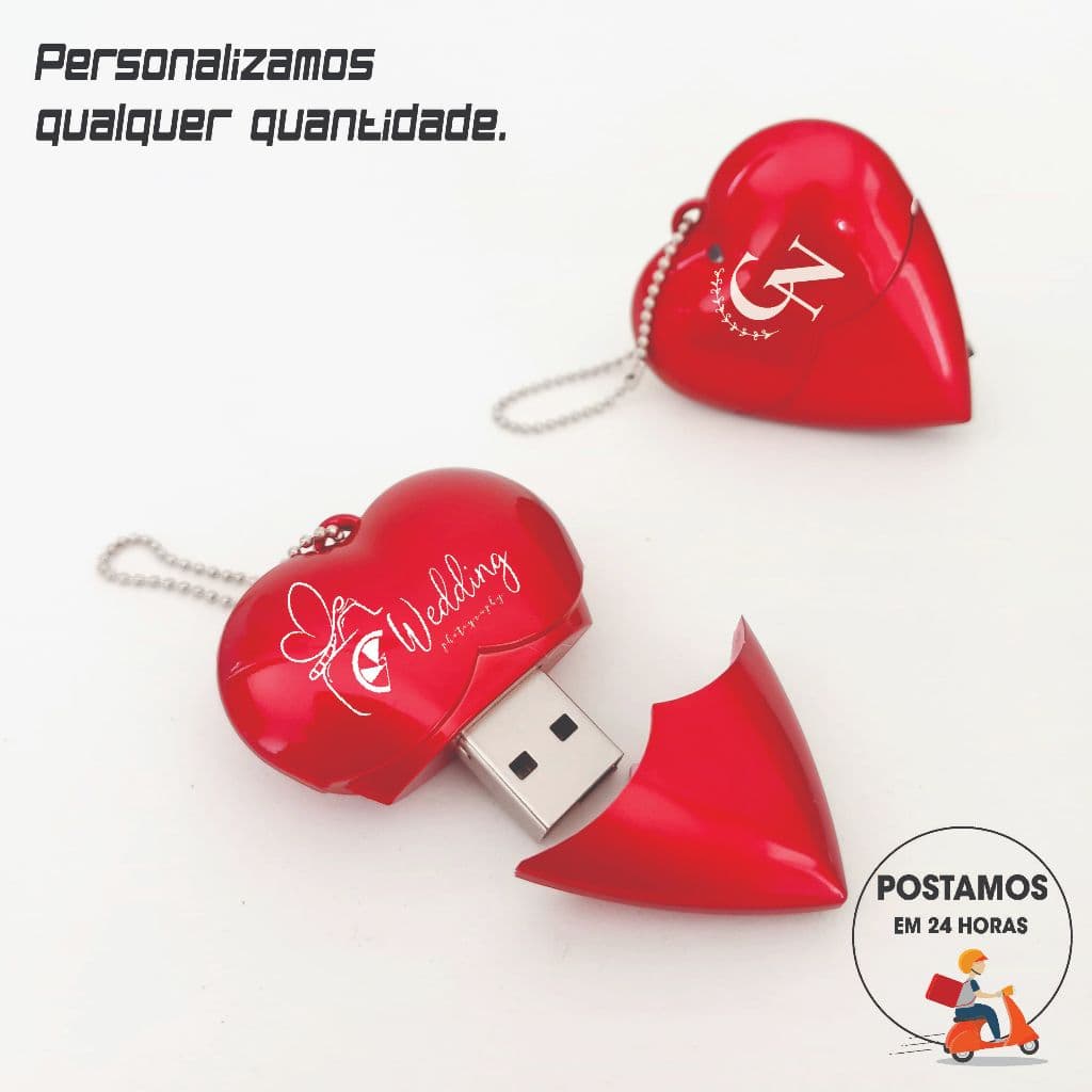 Pen Drive Coração 4gb 8gb 16gb 32gb 64gb Personalizado Plástico PP114