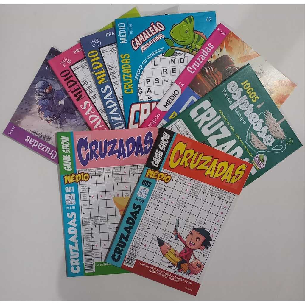 Kit 8 Palavras Cruzadas Só Nível Médio S/ Repetição Jogos Passatempo