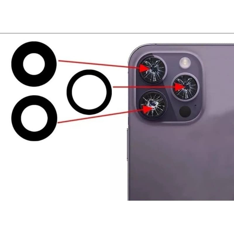 Lente Vidro De Câmera Traseira Compatível IPhone 14 Pro / 14 Pro Max ( 3 pçs )