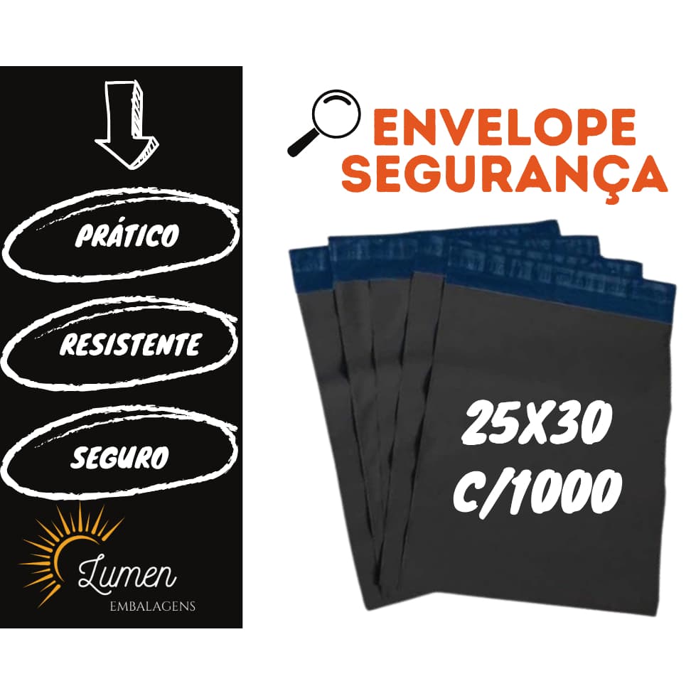 1000 Unid. Envelopes Ecommerce 25x30 -  Saco Embalagem Para Correio Ecommerce - Envelope Segurança - Envelope envio