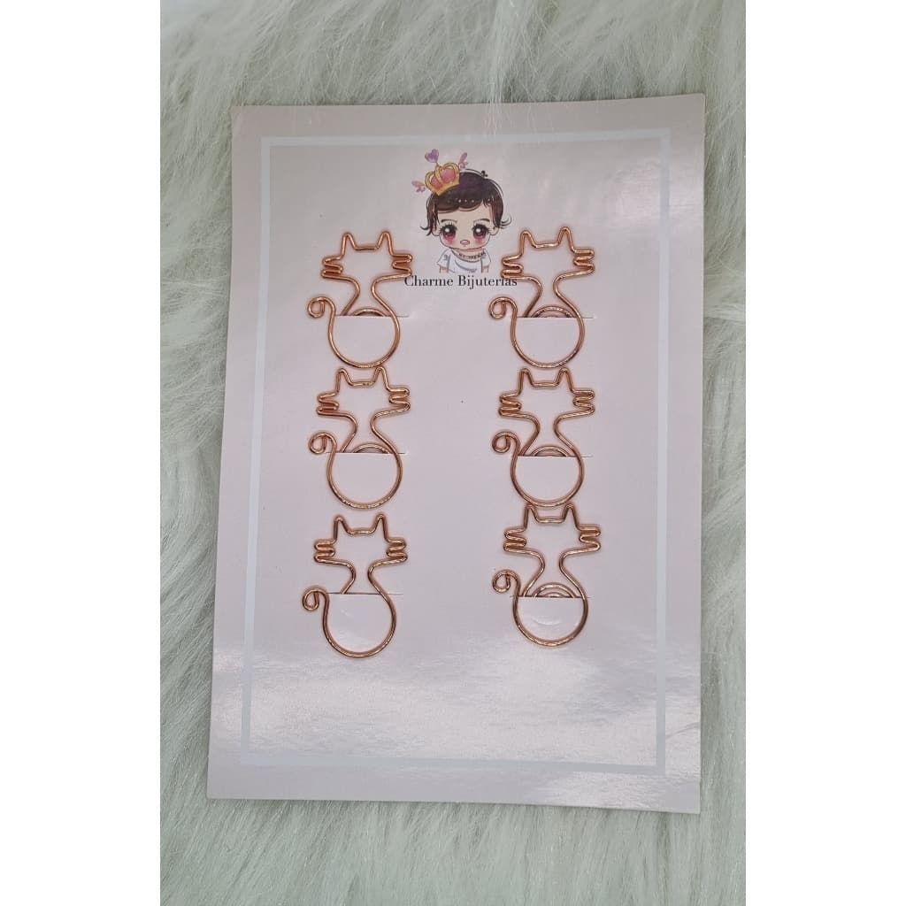 Kit de 6 clips em formato de gato