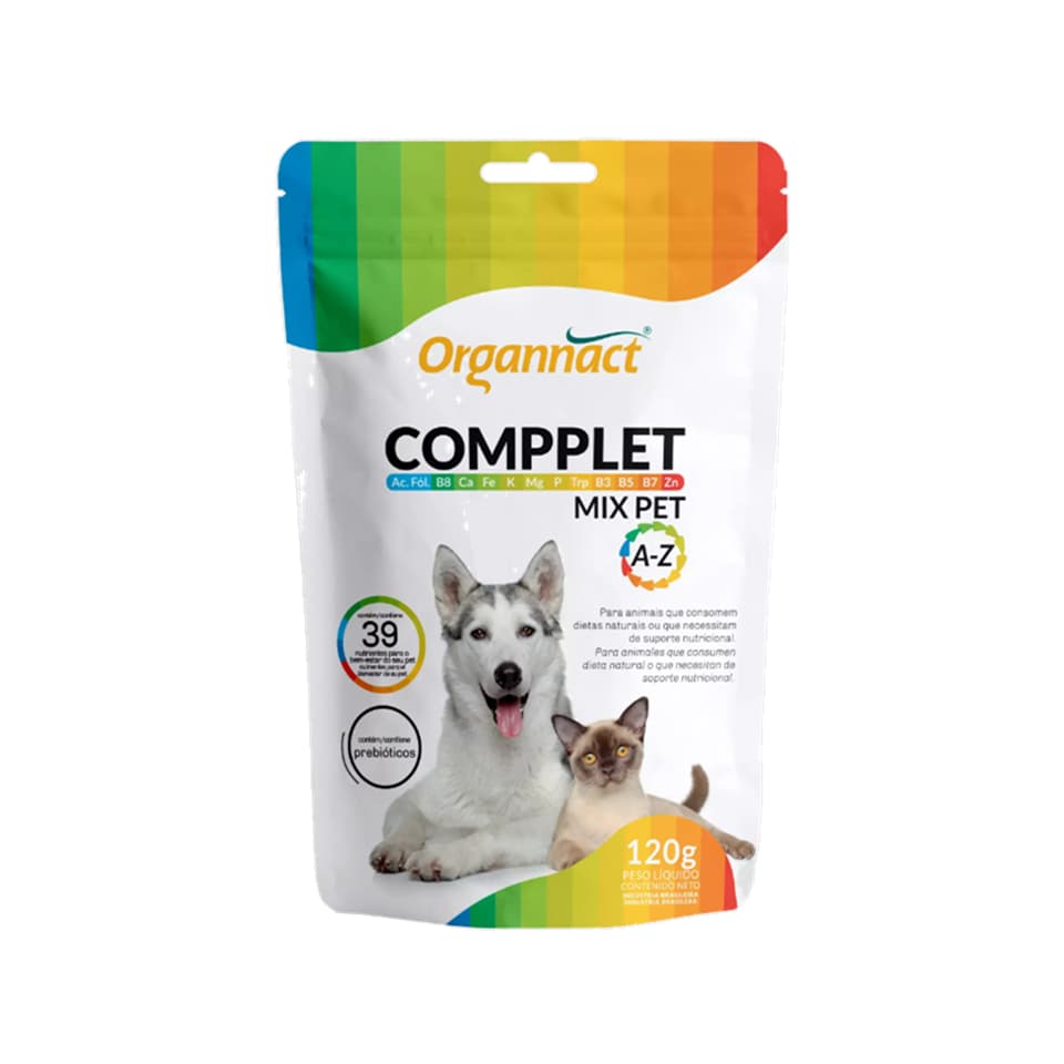 Compplet Mix Pet A-z 120g Suplemento Caes Gatos Organnact