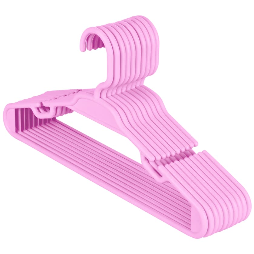 20 Cabide Infantil Rosa 5,5mm Plástico Para Roupa Bebê e Criança