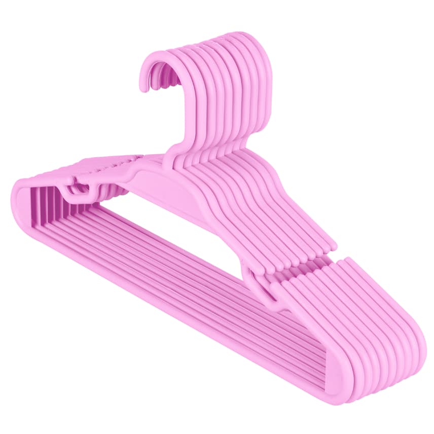 30 Cabide Infantil Rosa 5,5mm Plástico Para Roupa Bebê Criança