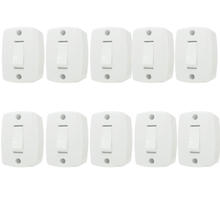 Kit 10 Interruptor Com 1 Uma Tecla De Sobrepor Ilumi 250v 6a