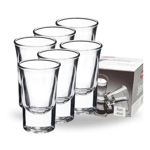 Copo Shot 24, 12, 6 unidades Dose de Vidro para Drinks Pinga Cachaça Tequila Whisky Licor 40ml