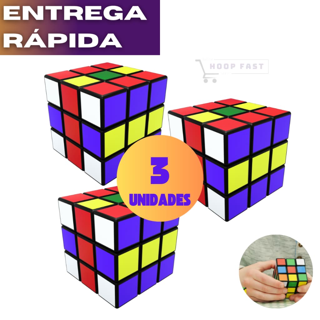Kit C/3 Cubos Mágicos Brinquedo Interativo para Crianças e Adultos de Qualidade e Resistente para Raciocinio