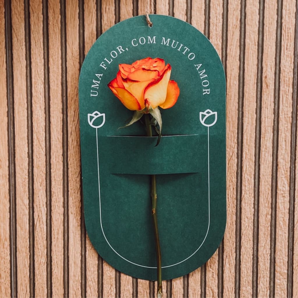 Embalagem Cartão para Flor e Botão de Rosa | Lembrancinha Dia da Mulher, Dia das Mães | Kit 10 uni.