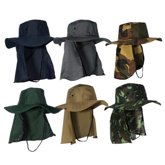 Kit 3 Chapéu Pescador Australiano Boné UV Proteção Solar Carpinteiro Pesca Camping Pescoço