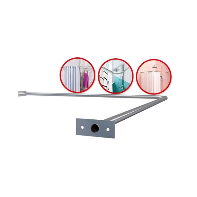 Suporte para Cortina Varão Box Banheiro em L & em  Bastão Banheiro Diversos Tamanhos