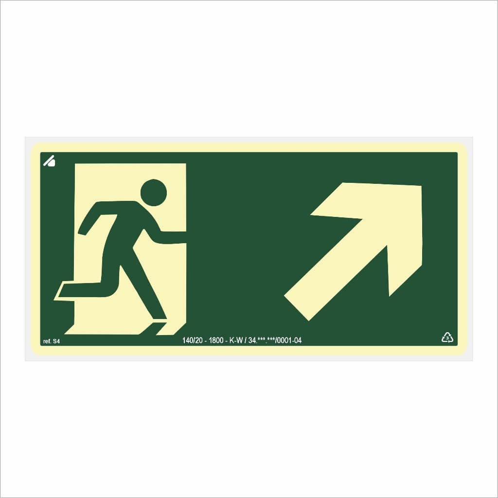 Placa Sobe Rampa Direita Fotoluminescente 24x12cm (Antichamas)
