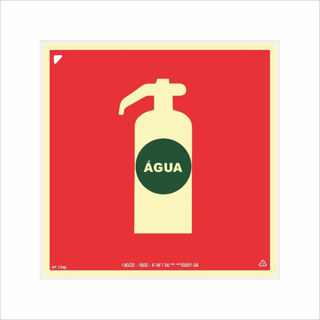 Placa de Sinalização para Extintor Classe A (Água)