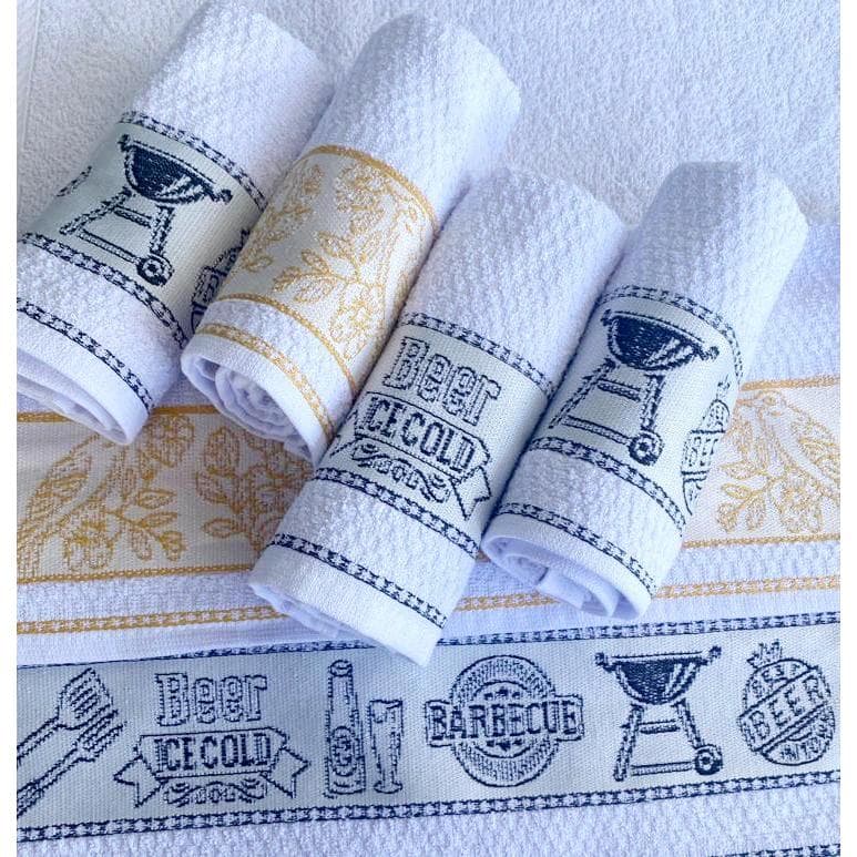 Kit 7 Panos Atoalhados  Copa Cozinha Prato Direto De Fabrica