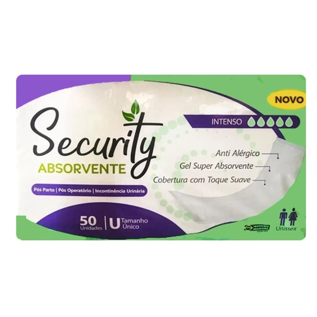 Absorvente Geriátrico/Pós Parto Operatório/ Incontinência Security Pacote com 50 Unid
