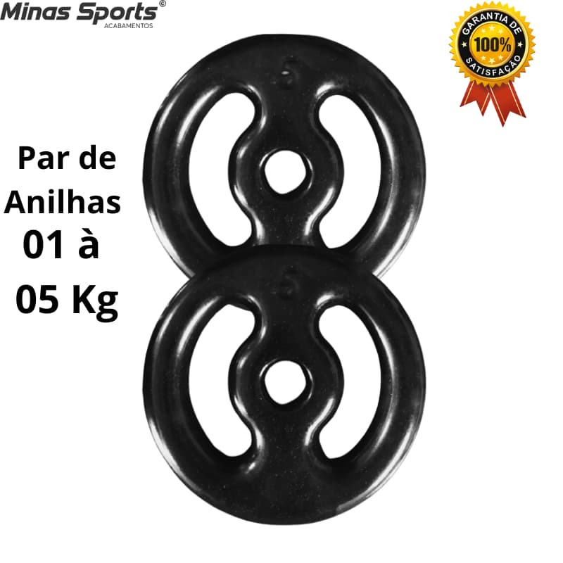 Par de Anilha Emborrachada - 1 Kg a 5 Kg / Treino Musculação Peso Academia Fortalecimento Muscular C/ 2 Un