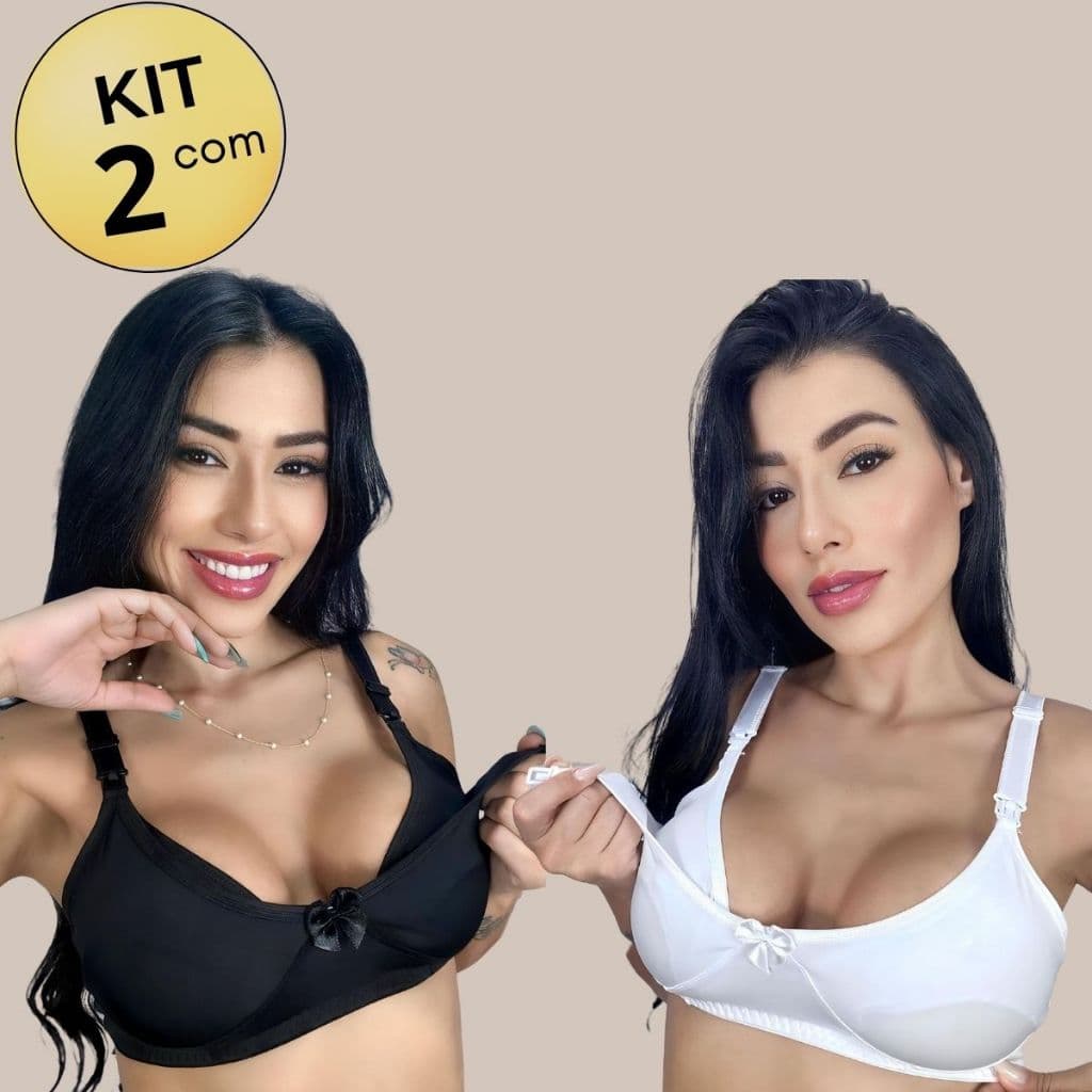 Kit com 02 unidades de SUTIÃ Amamentação Alça Abre Fácil Reforçada MICROFIBRA Gestante Grávida.