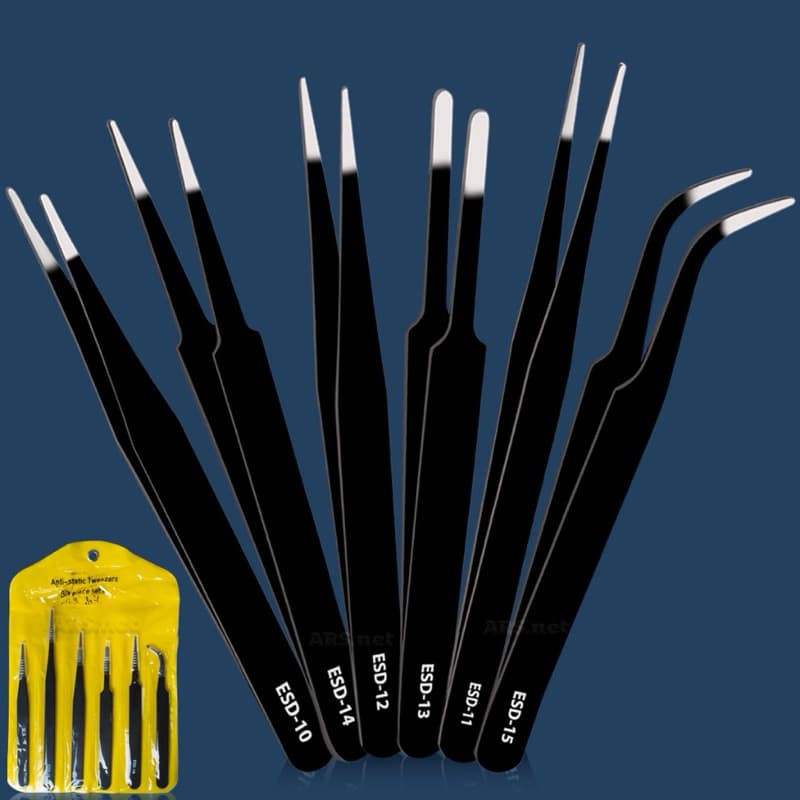 Kit Conjunto 6 Pinças Antiestáticas Eletro Eletronica Joalheria Artesanato