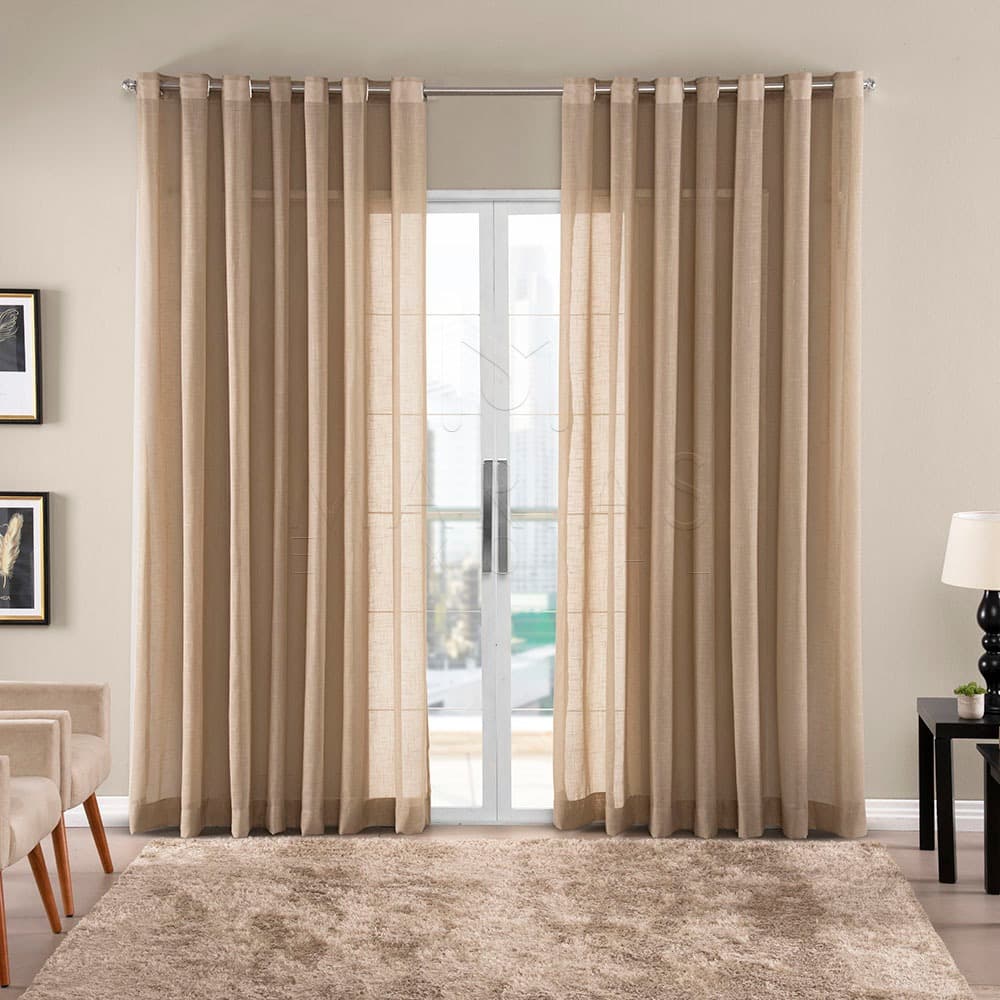 Cortina gaze Linho Voil Rustico 6,00 X 2,70 gase varão simples Para janela de Sala Quarto