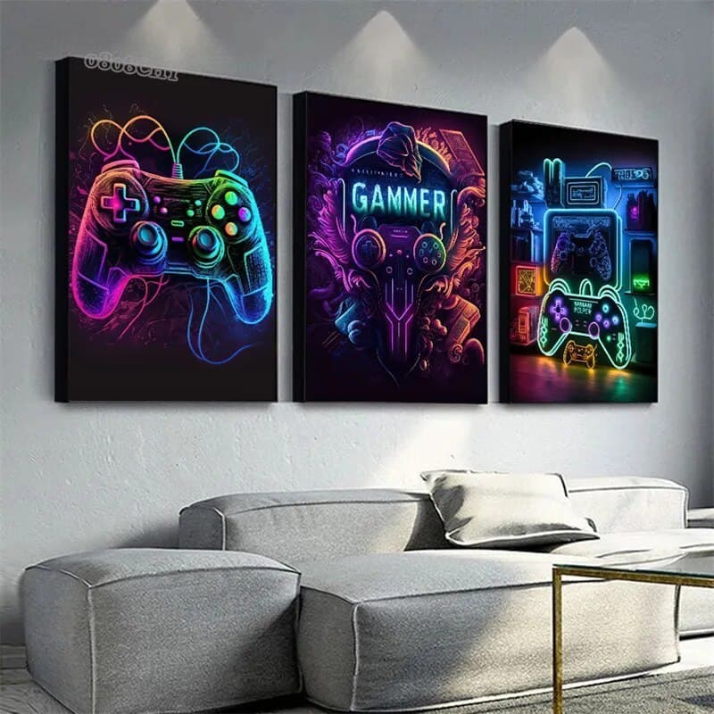 Quadro Gamer Neon Decoração parede Quarto sala de Jogos