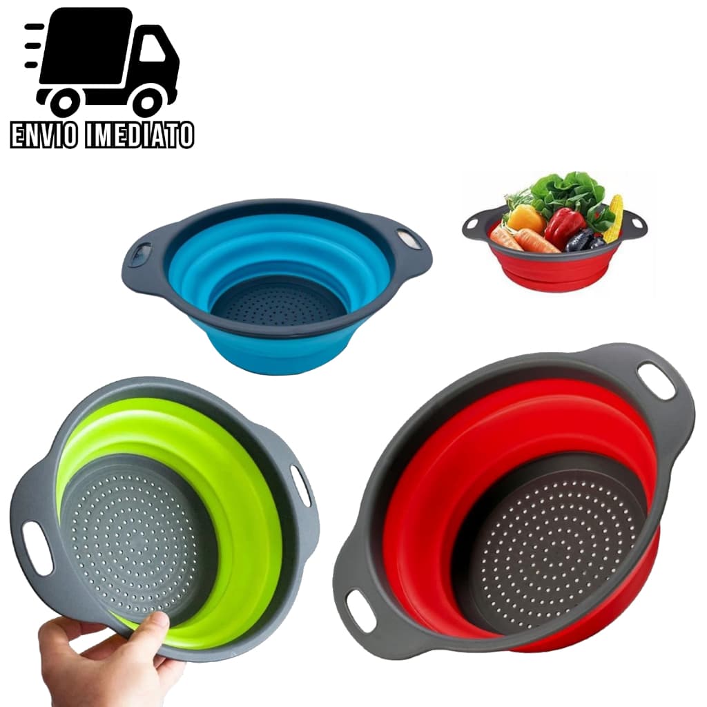 Escorredor De Macarrão Retrátil de Silicone para Salada Frutas Legumes Cozinha Multiuso Dobrável