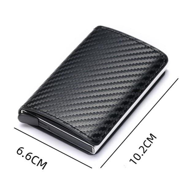 Carteiras Fibra De Carbono Porta-Cartões Masculina Marca Preta Mágica Tripla De Couro