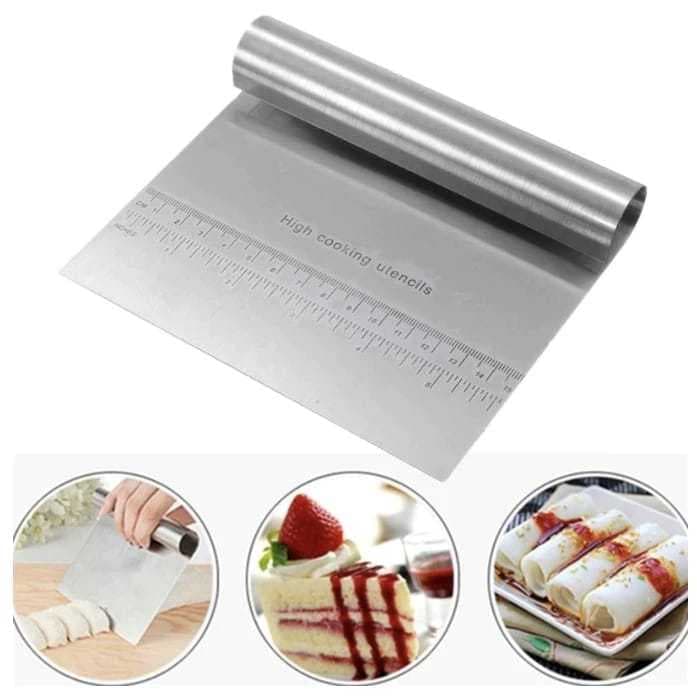 Espatula Para Massas Com Regua 22CM Chocolate Legumes Aço Inox Confeiteiro Alisador Bolo