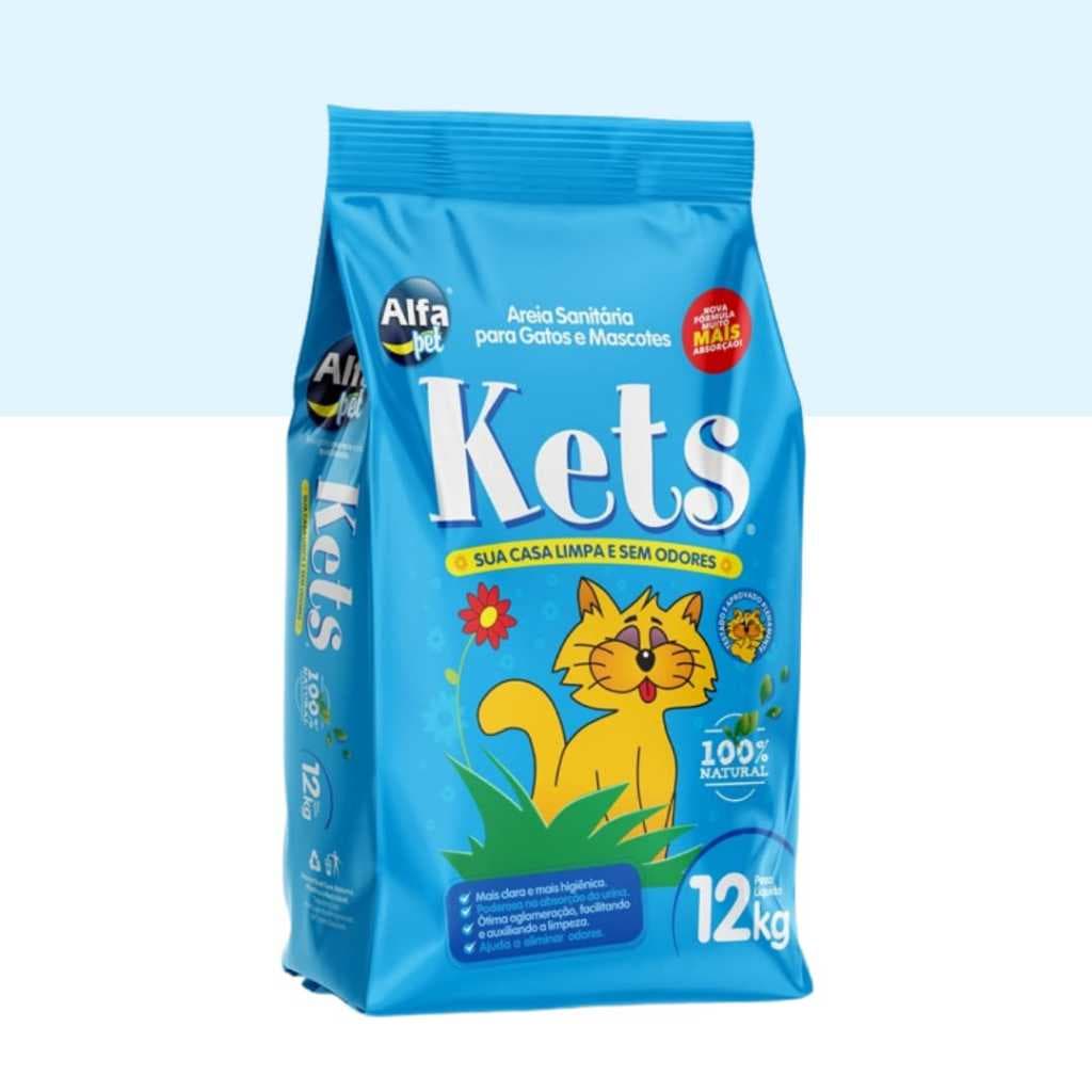 Areia Sanitária Higiênica Para Gatos Anti Odor Kets Pacote de 12kg