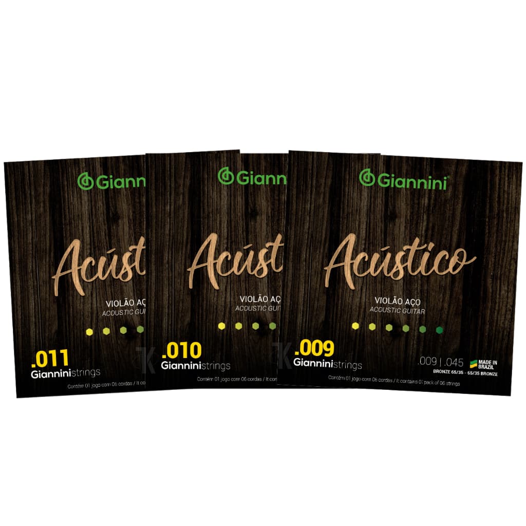 Encordoamento Aço Giannini P/ Violão Serie Acústico - Bronze 65/35