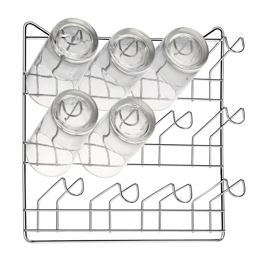 Escorredor Secador Porta Copos 12 a 20 Lugares Ganchos Aço Cromado Parede