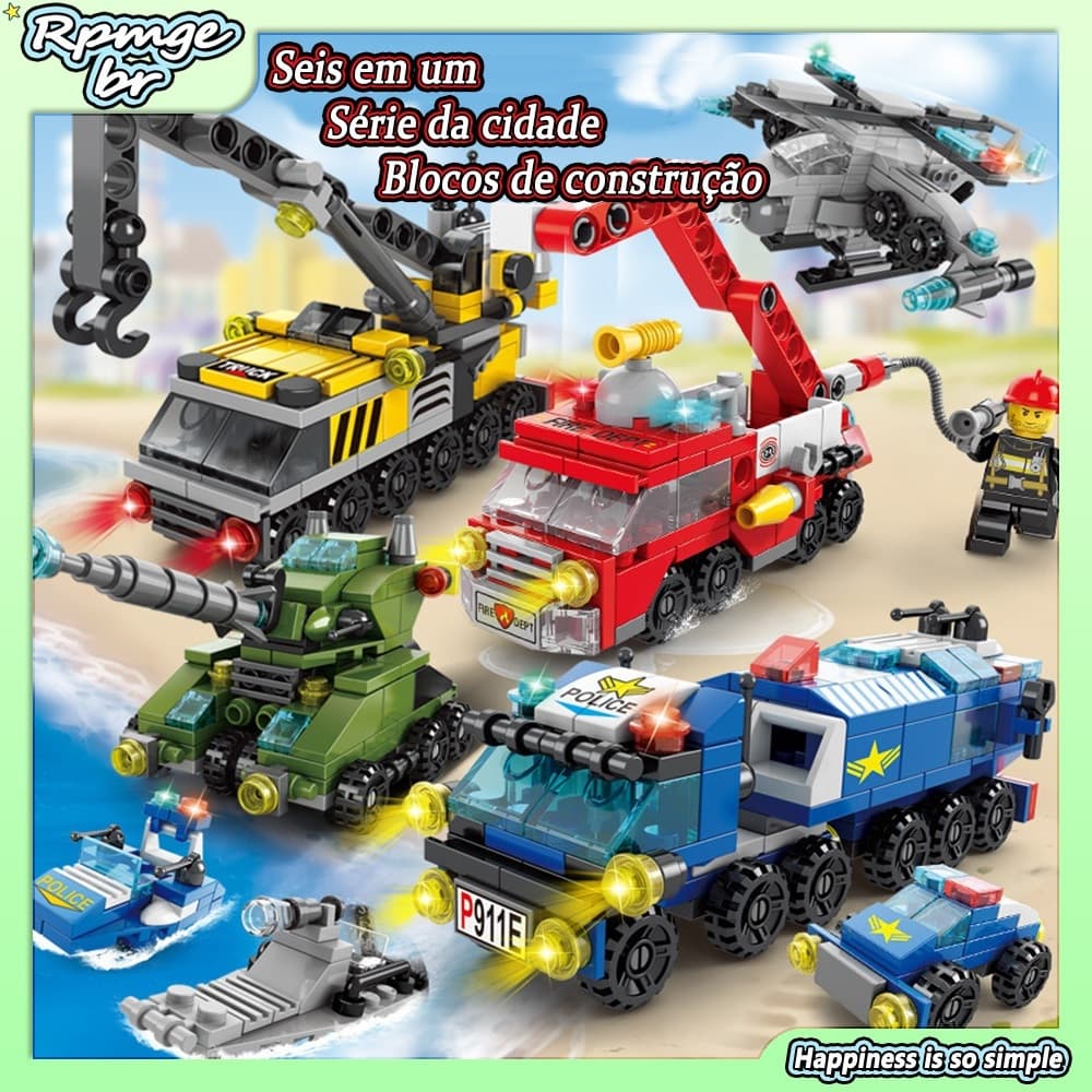 Blocos de Montar -Brinquedos Educativos city 3D B. de construção 147 PCs Tijolos Crianças-6 e m 1 Quebra Cabeça Infantil