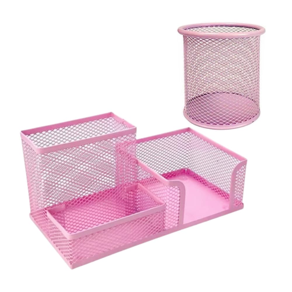 Kit Escritório Porta Caneta Lápis + Porta Treco Organizador Mesa