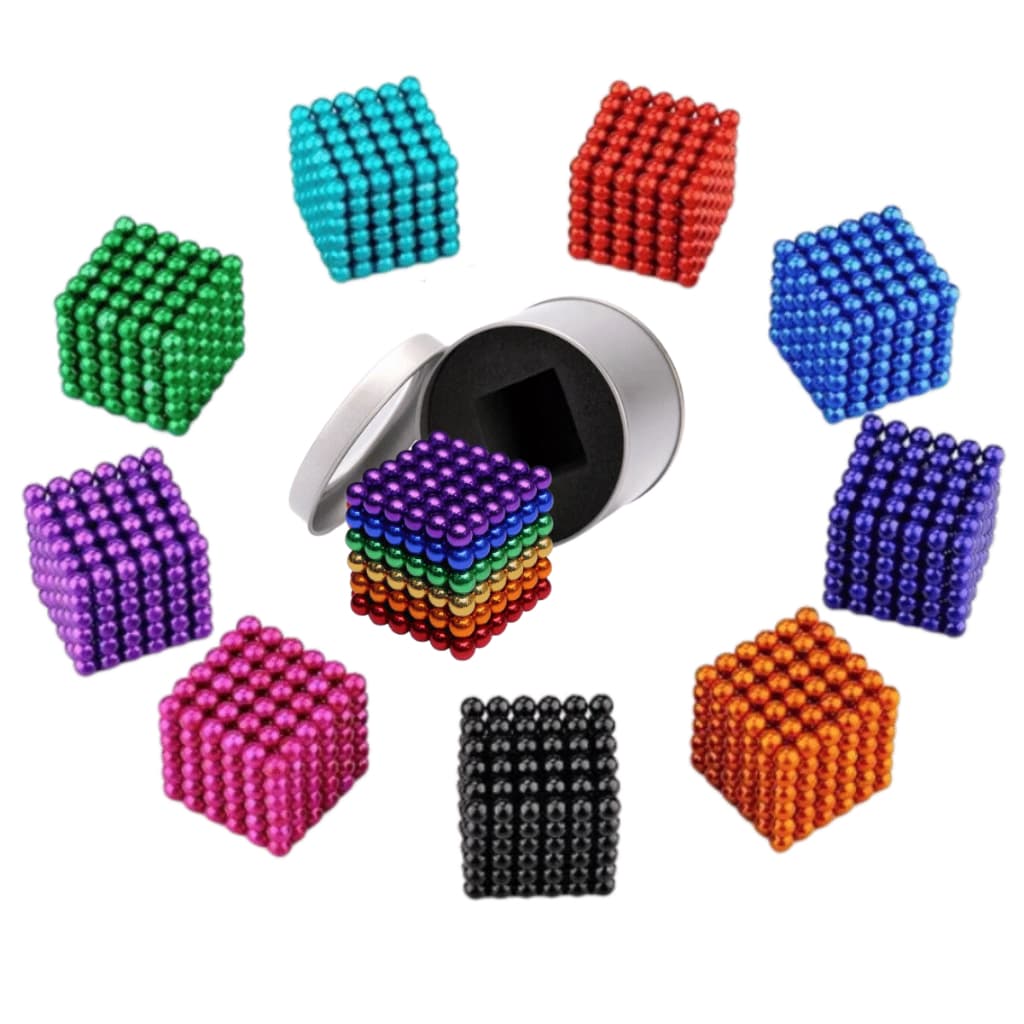 NEOCUBE CUBO MAGNÉTICO BOLAS 216 ESFERAS DIVERSAS CORES COM LATINHA PARA GUARDAR - COLORIDO
