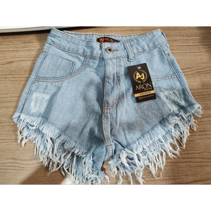 super oferta short jeans claro desfiado hot pant 34 ao 54