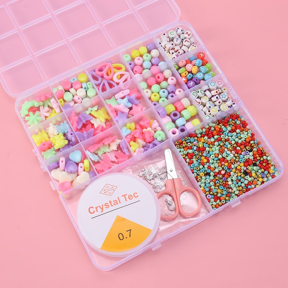 Maleta Infantil Conjunto Silicone Micangas de fazer Pulseiras Miçangas Colares