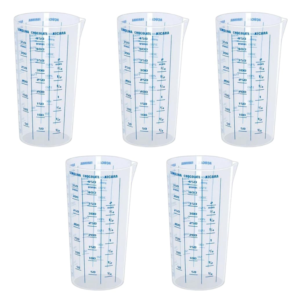 kit 5 Copos Plástico Para Medir Graduado Capacidade 500 Ml