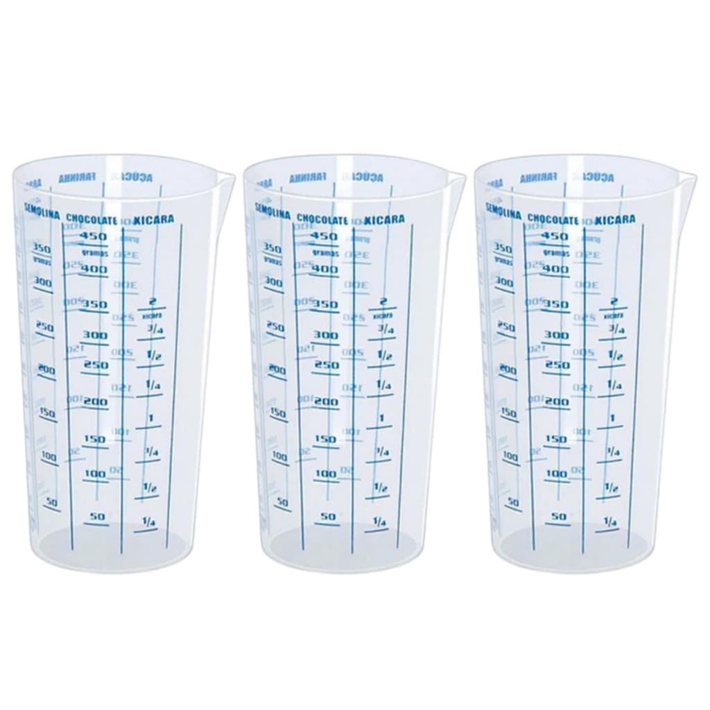 kit 3 Copos Plástico Para Medir Graduado Capacidade 500 Ml