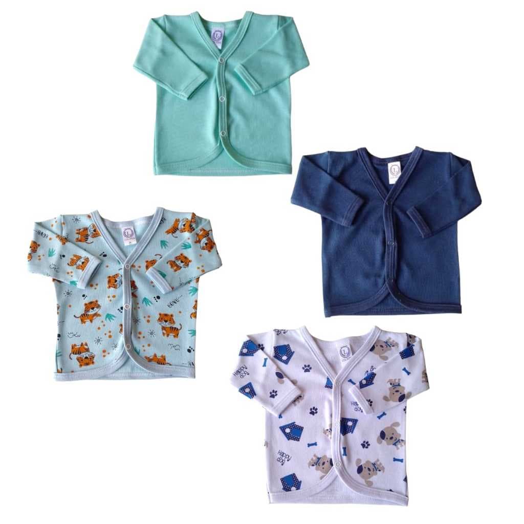 Casaco Bebê Liso e Estampado Algodão Enxoval Casaquinho Cardigan Feminino Masculino Blusa