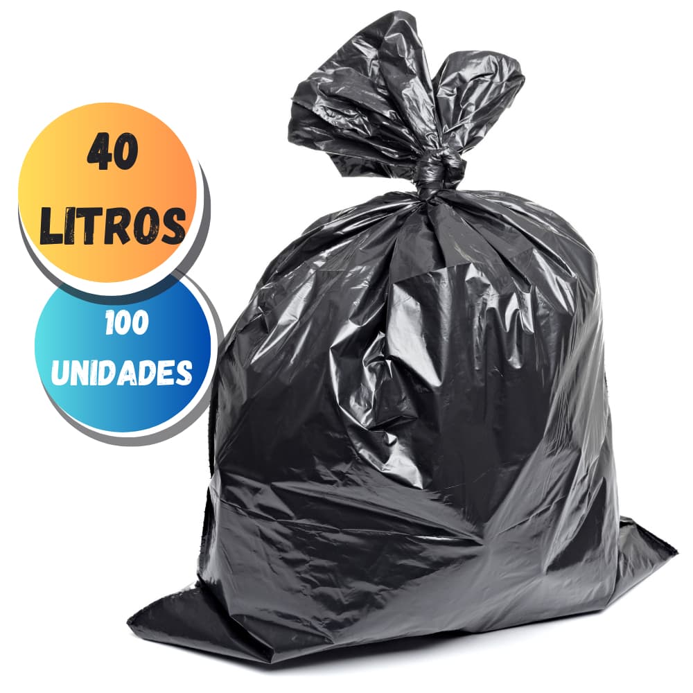 Saco de Lixo 40Litros Pacote com 100 ou 50 Unidades
