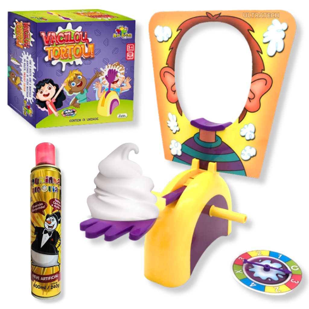 Jogo Torta Na Cara Espuma Neve Artificial Roleta Diversão em Familia