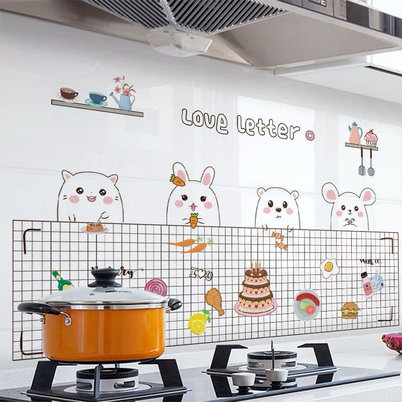 Adesivos De PVC À Prova De Óleo De Cozinha D'água Autoadesivos Para Fogão Simples Resistentes A Altas Temperaturas 60x90