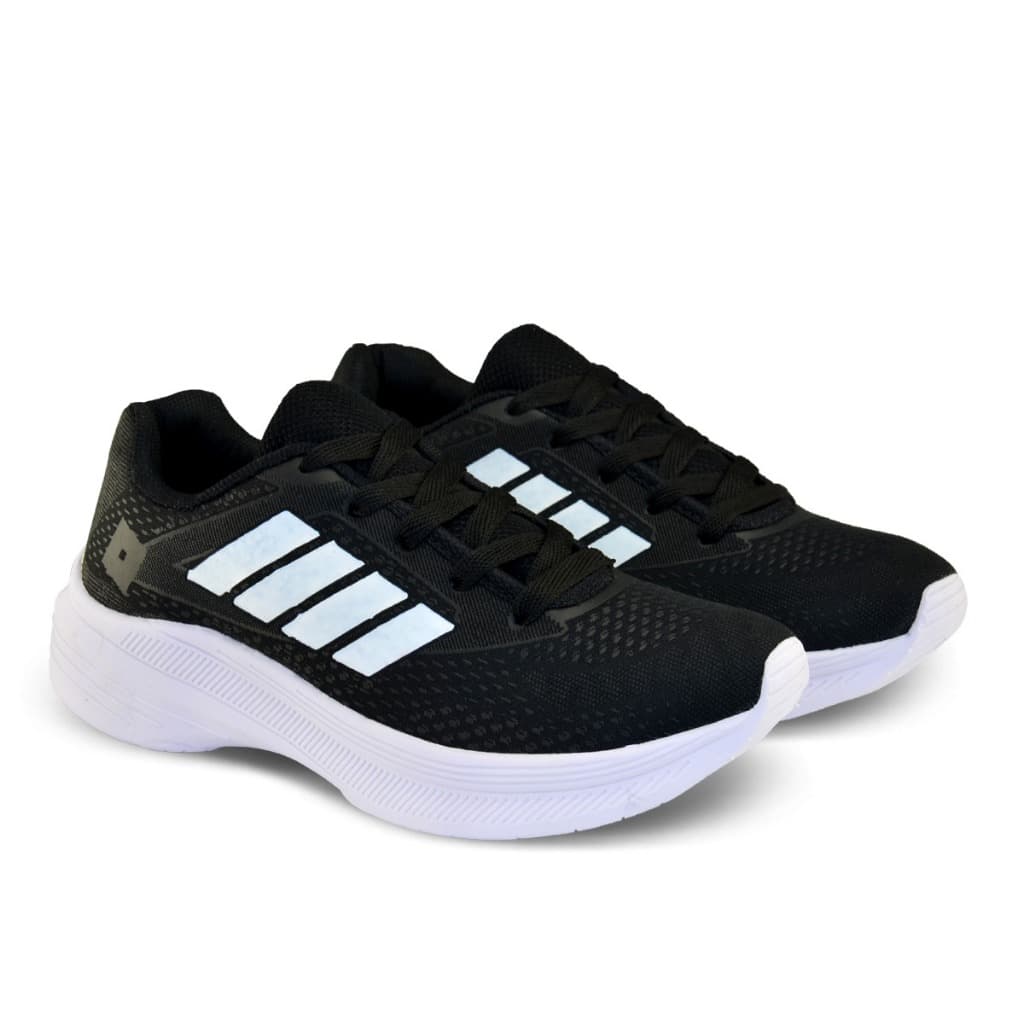 Tenis Masculino Escolar Academia Original FREEDOM Corrida Caminhada Lançamento Preto e Branco