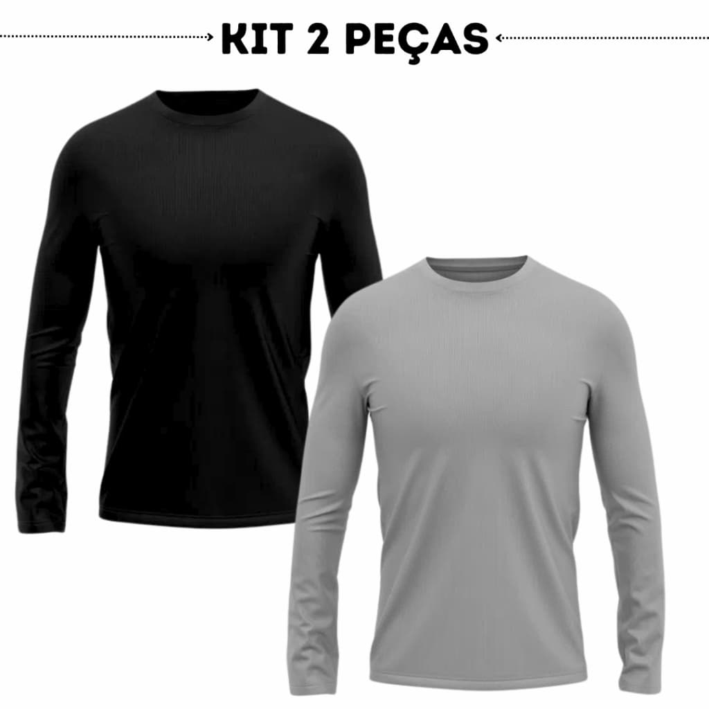 Kit 2 camisa masculina blusa manga longa