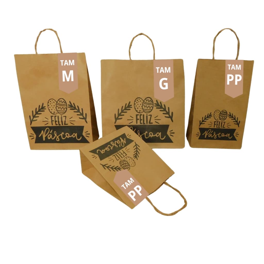 Sacola Kraft Ovos de Pascoa 50 unidades Escolha o tamanho