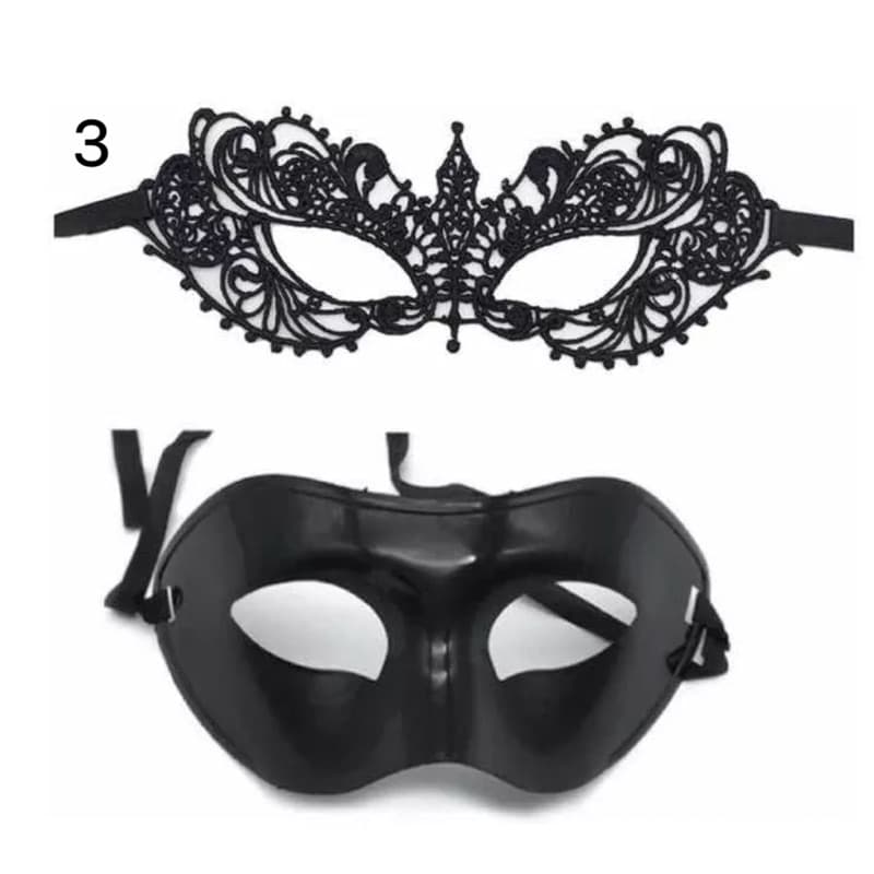 kit 2 máscaras ( veneziana lisa + renda ) baile luxo festa carnaval