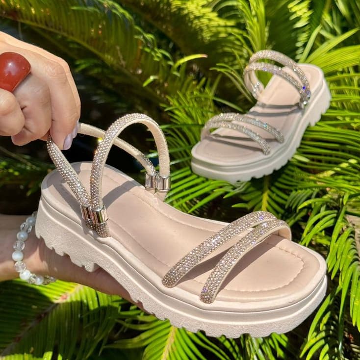 Sandália Feminina Infantil Adulto Menina Tamanco Mãe e filha Brilho Strass Confortável Promoção