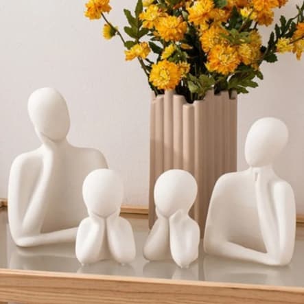 Estatuas de Família de 3 Gesso Abstratas Nórdico Minimalista Decoração para Casa escritório Escultura