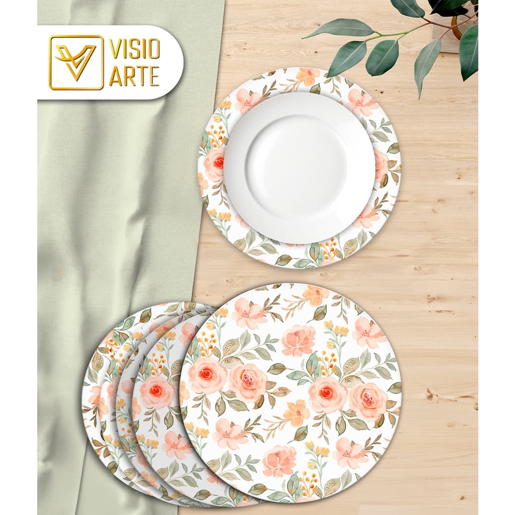 Capa De Sousplat FLORAL 35cm Sousplat Souplat Soupla Suplat Mesa Jogo Americano