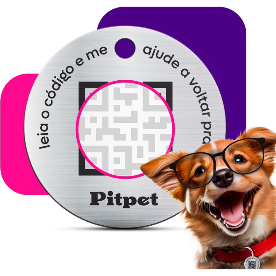 Pingente Medalha Rastreador Localizador Coleira Pet Caes E Gatos Qrcode