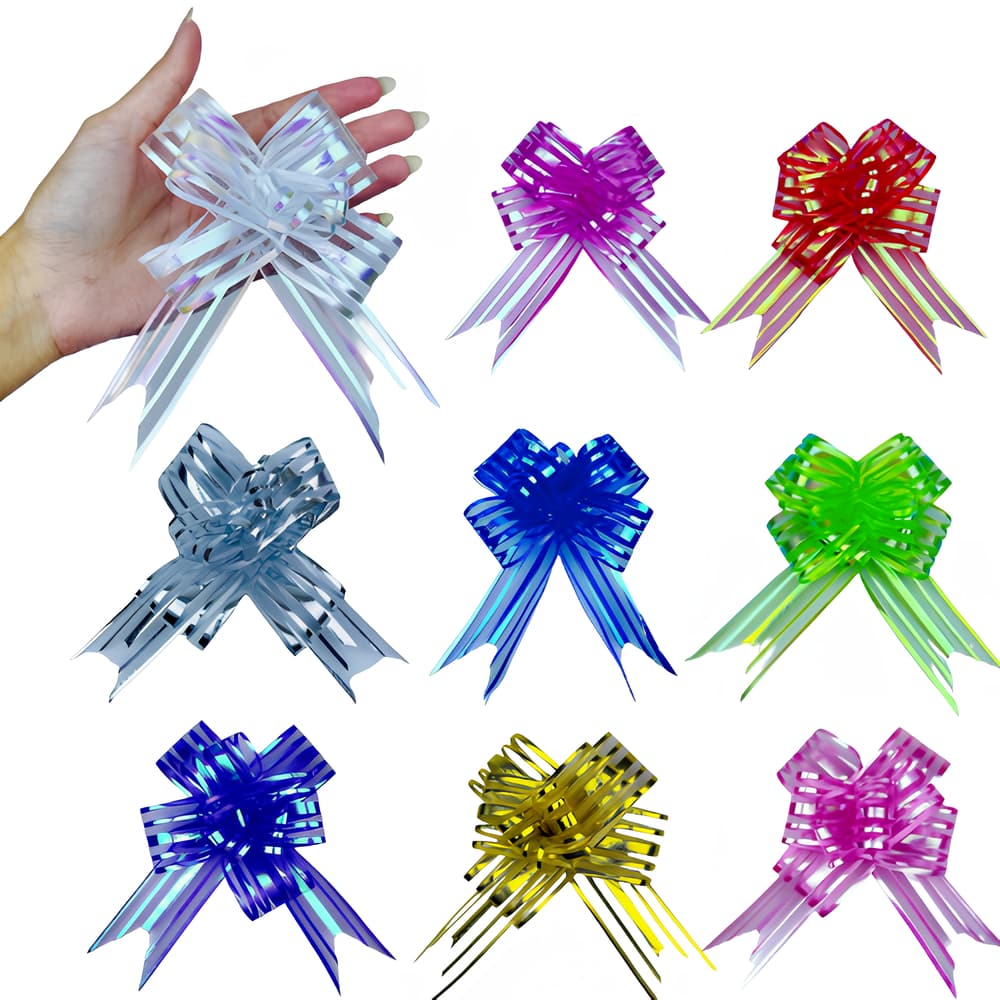 KIT 50~250 LAÇO FÁCIL GRANDE PREMIUM ORGANZA HOLOGRÁFICO 3 CM X 47 CM CORES