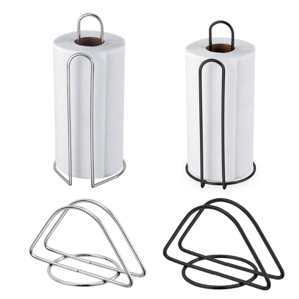 Porta Guardanapo + Porta Rolo de Papel Toalha Suporte Para Mesa Passerini Prata ou Preto